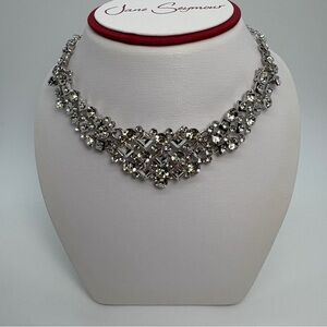 Clear Crystal Bib Statement Necklace And Earrings Set